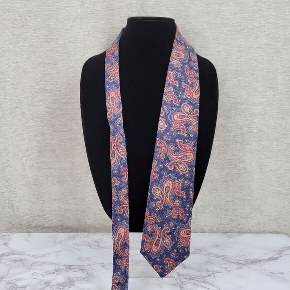 Dior Blue and Red Silk Tie with Paisley Design - Picture 2 of 8